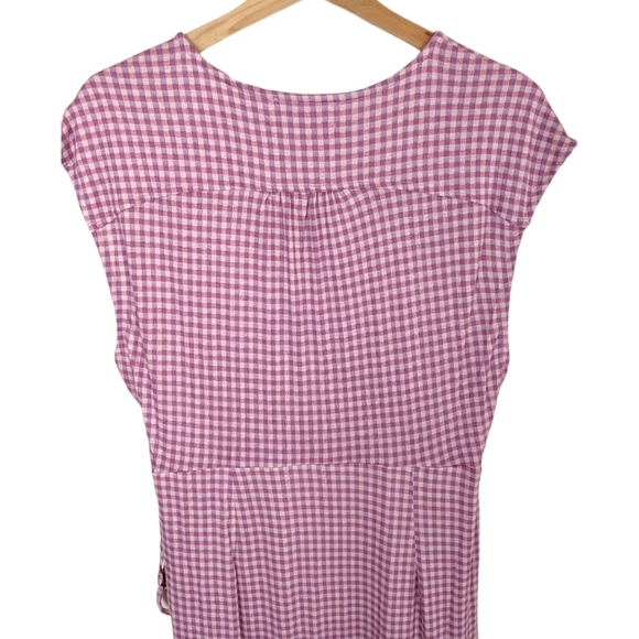 Urban Outfitters Zina Pink Check Sleeveless Wrap Midi Dres - Picture 10 of 15